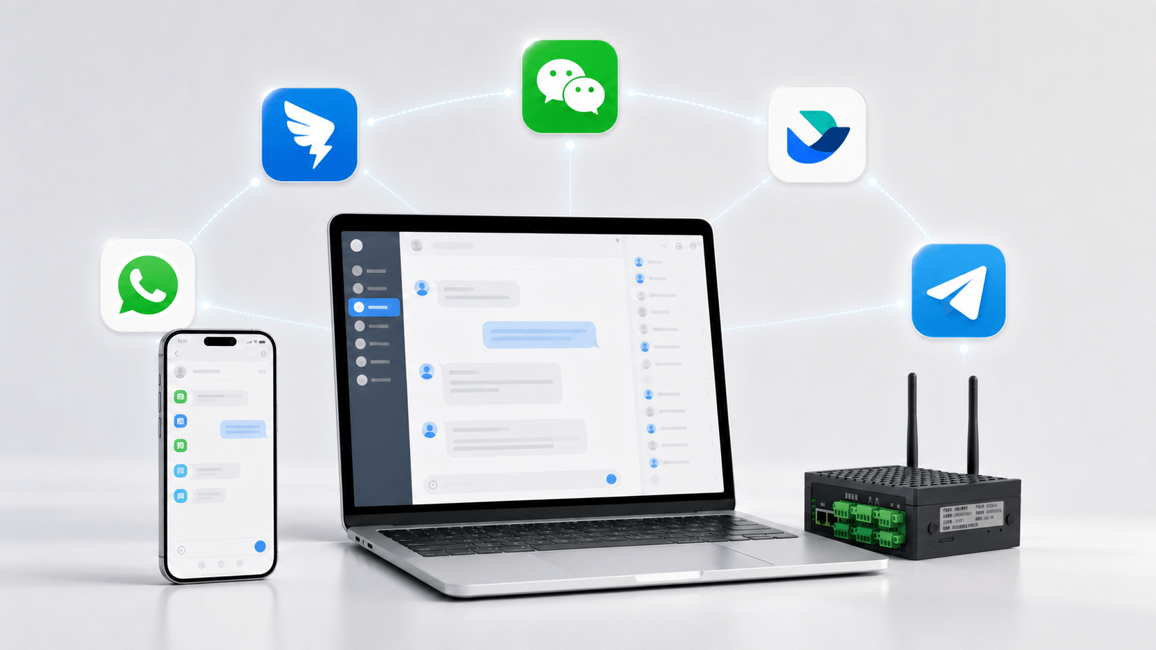 網(wǎng)關(guān) Chat 通道連接微信、釘釘、飛書、Telegram 和 WhatsApp 等社交應(yīng)用入口