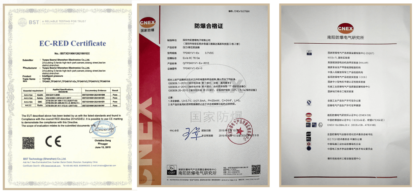 無線壓力表資質(zhì)證書展示